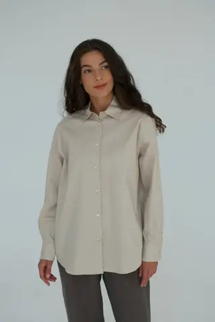 Рубашка Boyfriend 2.0 из хлопка 100% в бежевом цвете