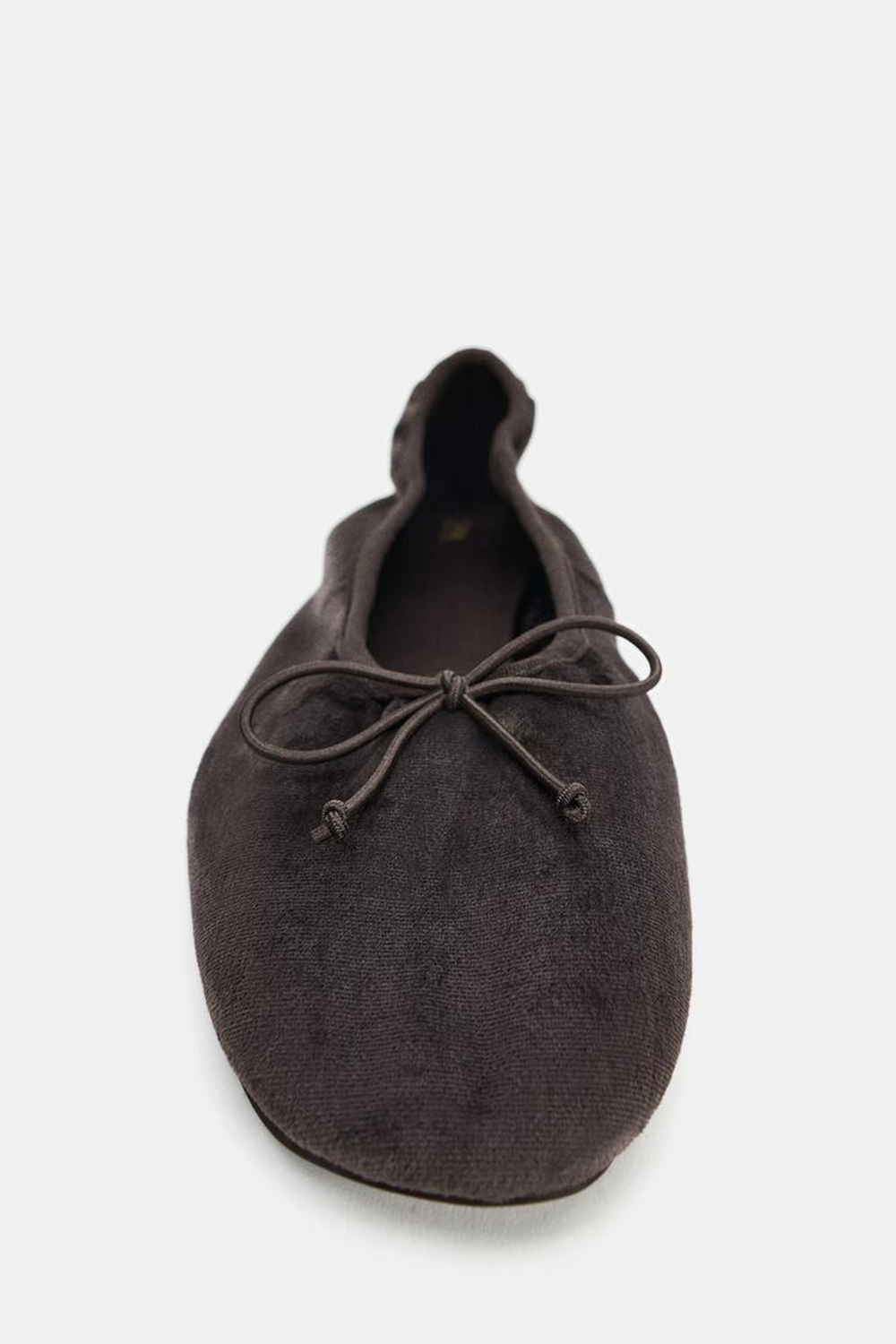 ZARA БАЛЕТКИ ИЗ БАРХАТА С БАНТОМ, СЕРЫЙ