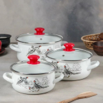 Набор эмалированной посуды 6 пр, кастрюли 1.5,2,3 л, Керчь, Фазан-1-Экстра