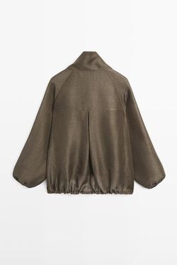 Massimo Dutti Бомбер изо льна и шелка, хаки