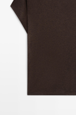 Massimo Dutti Асимметричный топ со спущенными плечевыми швами, пестро-коричневый