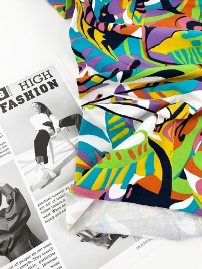 ЯРКАЯ АБСТРАКЦИЯ - трикотажное полотно Браш, пенье (1077)