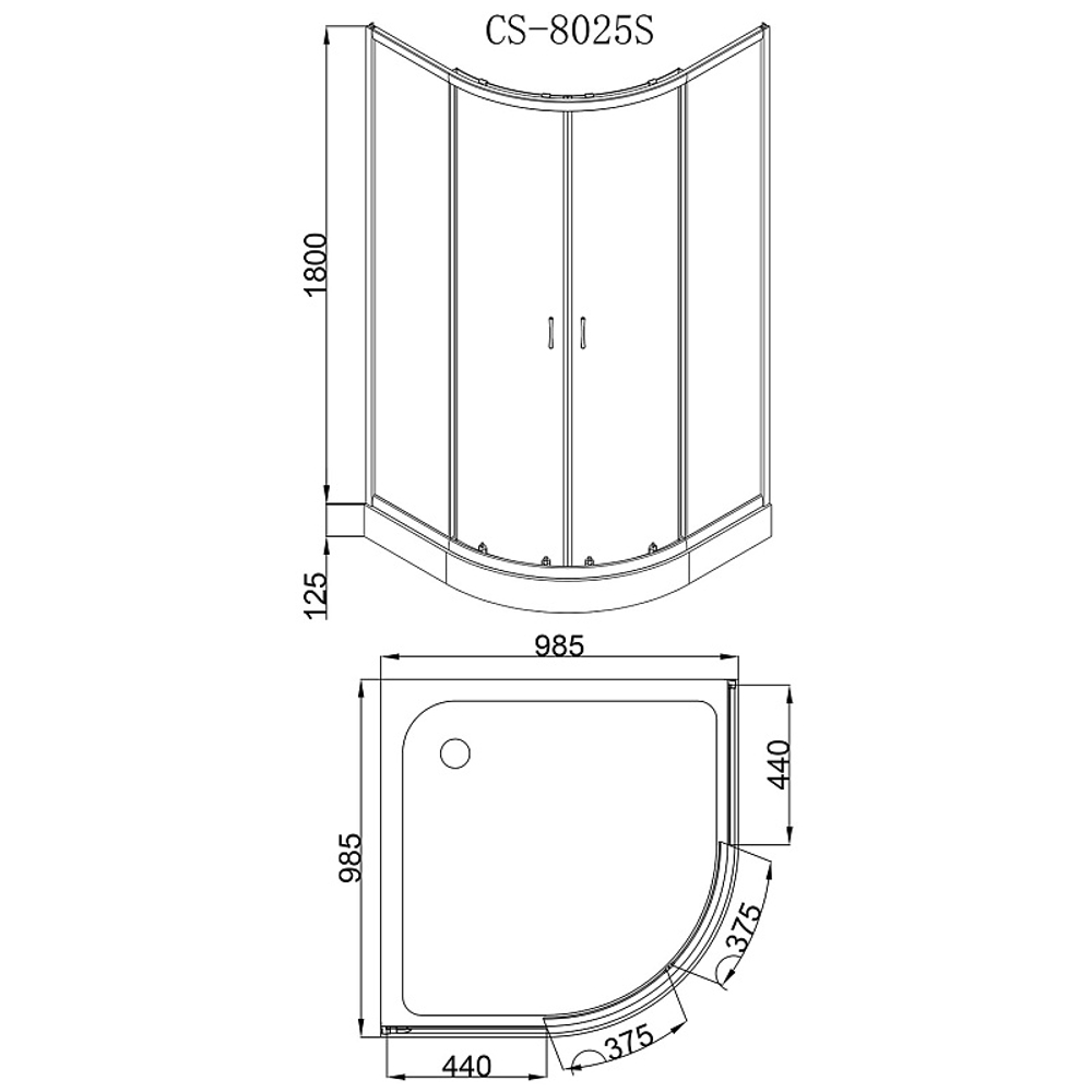 Душевое ограждение Loranto 100х100х195, поддон 13 см (CS-8025S)