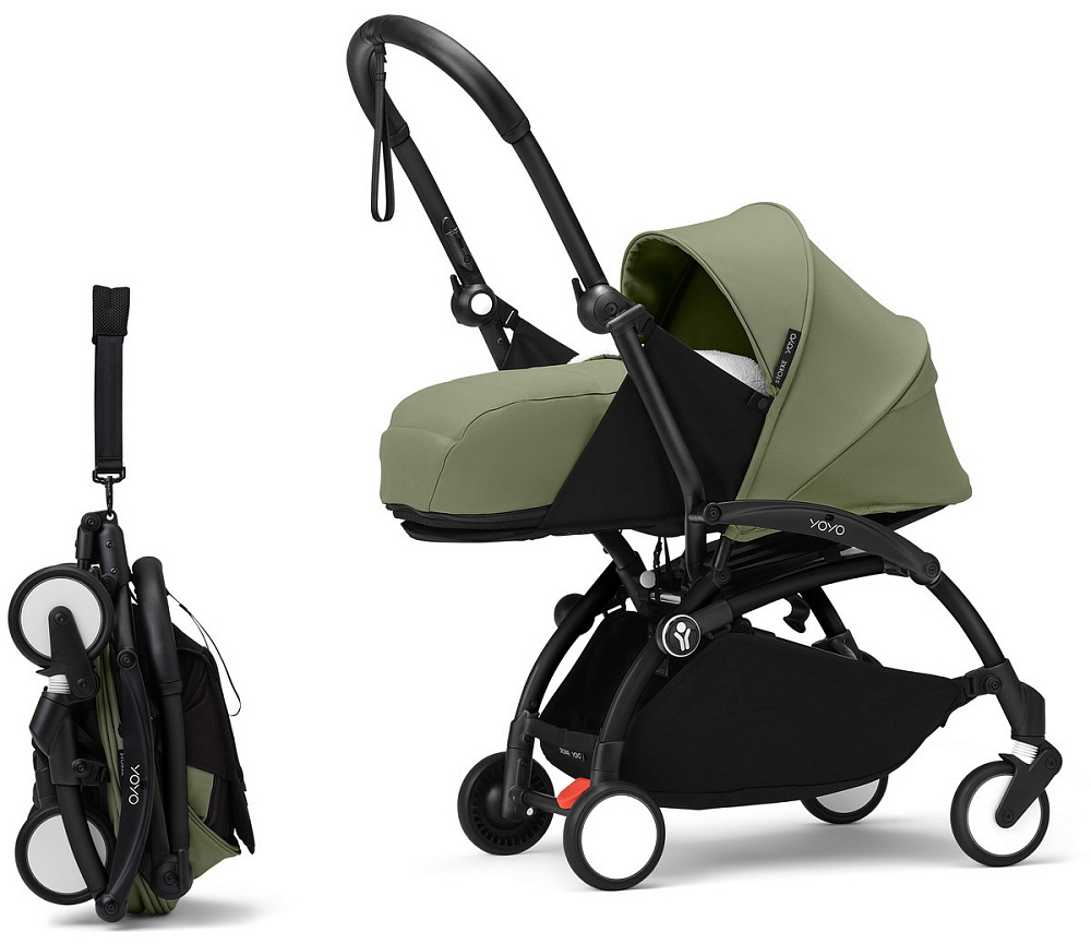 Коляска Stokke YOYO3 Newborn Pack рама чёрная Black 2 в 1 Olive