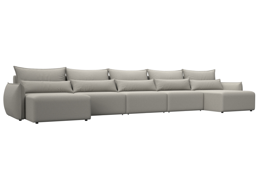 Диван П-образный Лига-051 НПБ МегаЛонг РОГОЖКА Амур 02 бежевый