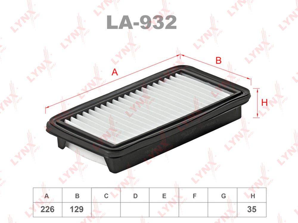 Фильтр воздушный  LYNX   LA-932