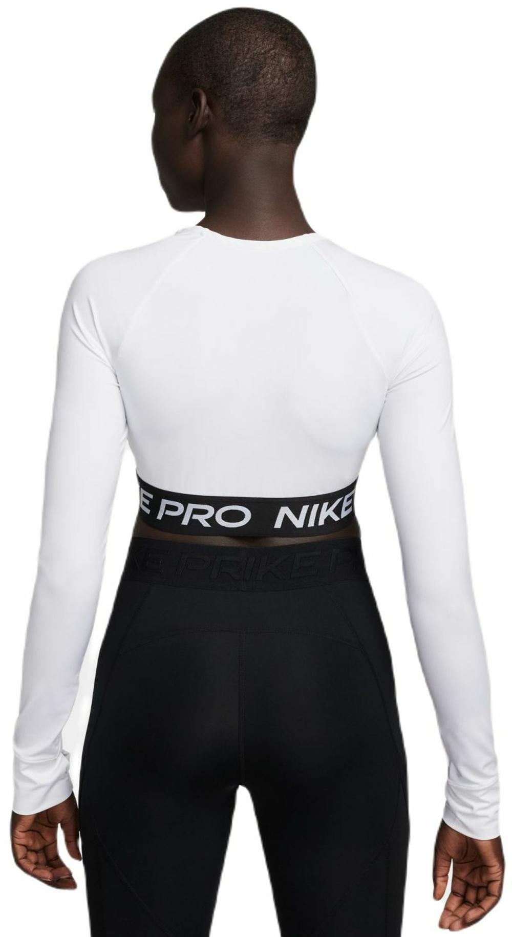 Женская теннисная футболка (dł. Рукава) Nike Pro 365 Dri-Fit Cropped Long-Sleeve Top - white/black
