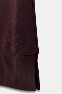 ZARA БРЮКИ ПРЯМОГО КРОЯ ИЗ КРЕПА С РАЗРЕЗАМИ, ВИННЫЙ