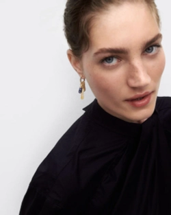 Одиночная серьга Sodalite Jupiter серебро 925 пробы покрытое золотом