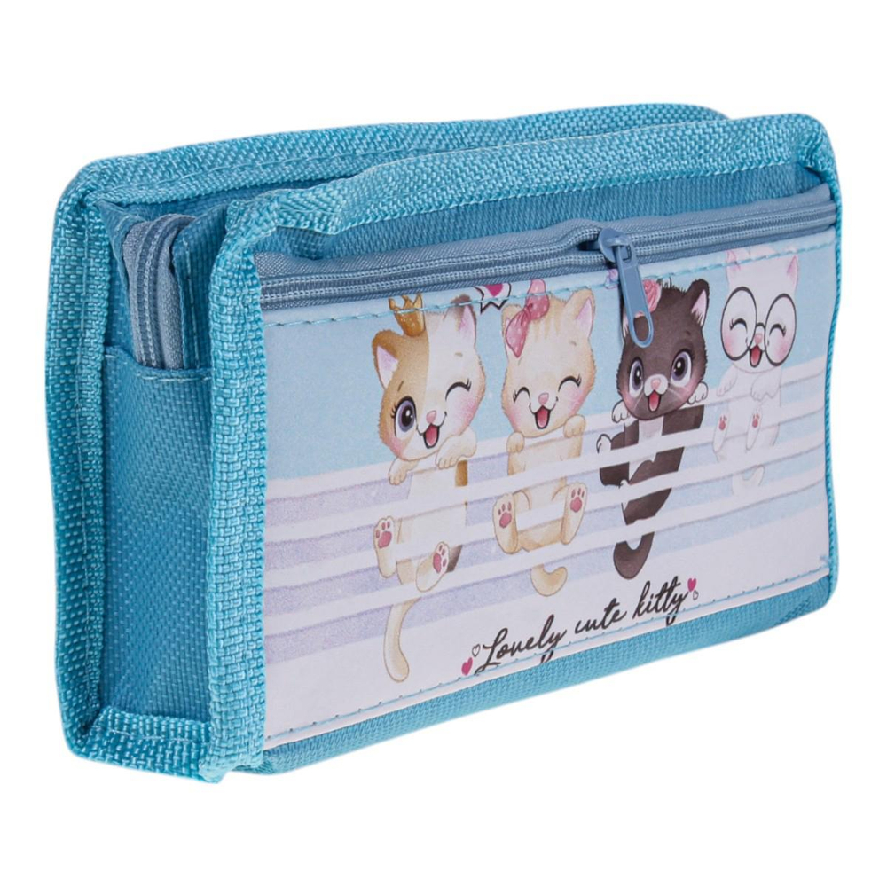 Пенал мягкий 2 отделения "Милые животные2" 3 цвета микс