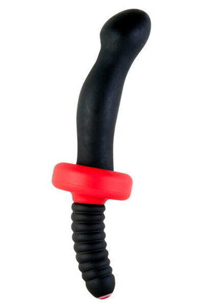 Двусторонний черный вибратор Black & Red (10 режимов,16,5 см) (Цвет: черный с красным)