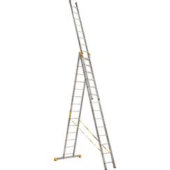 Лестница алюминиевая Алюмет трехсекционная 3x14 ступеней (9314)