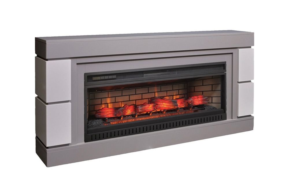 ДЭНВЕР R J45/JK45 GR-LCB715/WT-LCB510 Серый камень/белый + JACK-S 45 Электрокамин