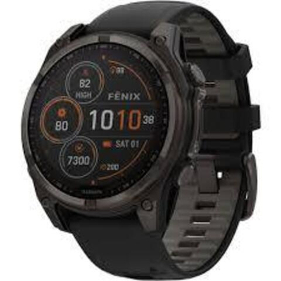 Смарт-часы Garmin Fenix 8 Solar 47мм Sapphire Carbon Gray DLC Titanium, черный ремешок, 010-02906-11