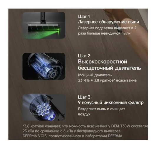 Ручной пылесос DEERMA DEM-T30W Station, 240Вт, серый/черный