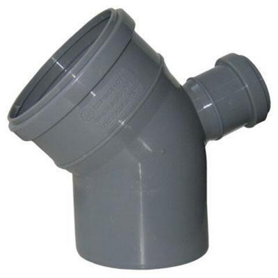 ПВХ Отвод  Ф110х45* с выходом 50 вверх  (18/1шт)