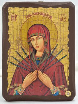 Семистрельная икона Богородицы под старину афонская.