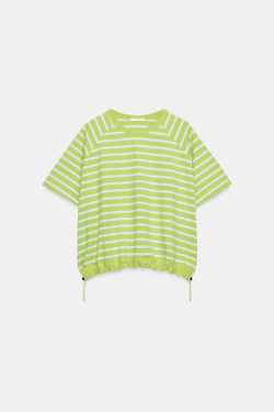 ZARA ФУТБОЛКА В ПОЛОСКУ СО СТОППЕРАМИ, ЗЕЛЕНЫЙ