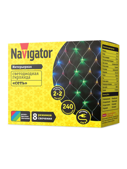 Гирлянда светодиодная 61 849 NGF-N01-240RGBY-12-2х2m-230-TR-IP20 Navigator 61849