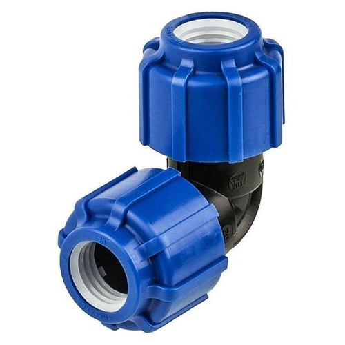 Угольник (отвод) 90гр.компрессионный PN 16 для ПЭ Ду 20