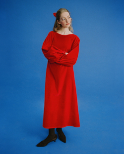 Платье с запахом на спине и длинным рукавом из бархата "Заветное желание"