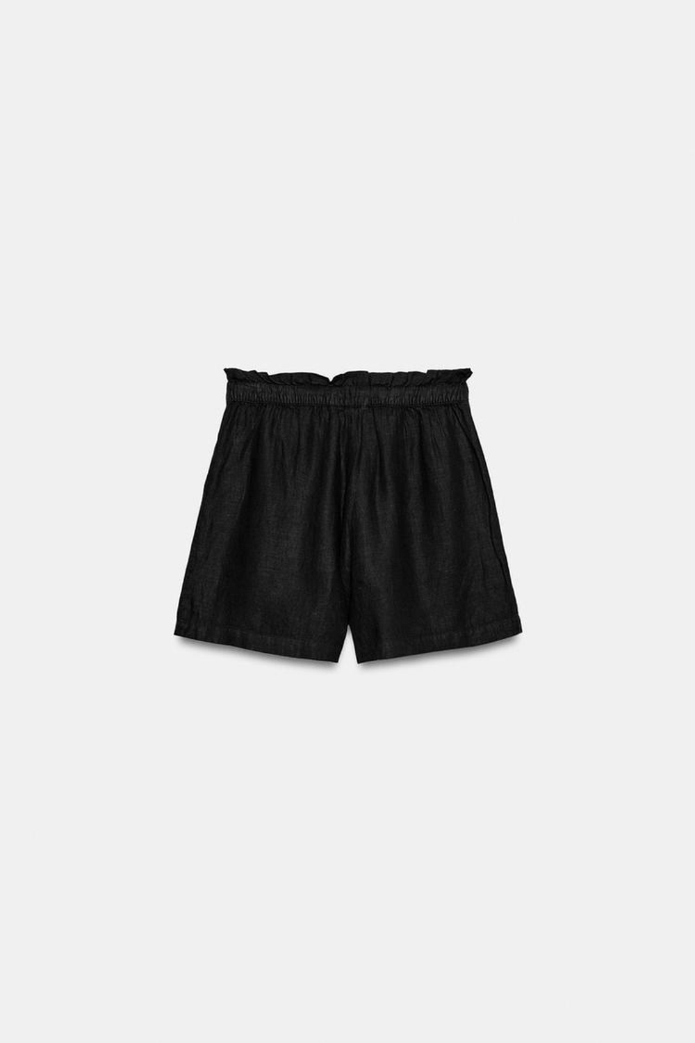 ZARA ШОРТЫ ИЗ 100% ЛЬНА — ZW COLLECTION, ЧЕРНЫЙ
