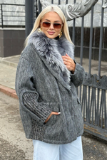 Шерстяной пуховик с натуральным мехом