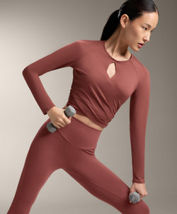 Oysho Лонгслив Comfortlux, линялый махагон