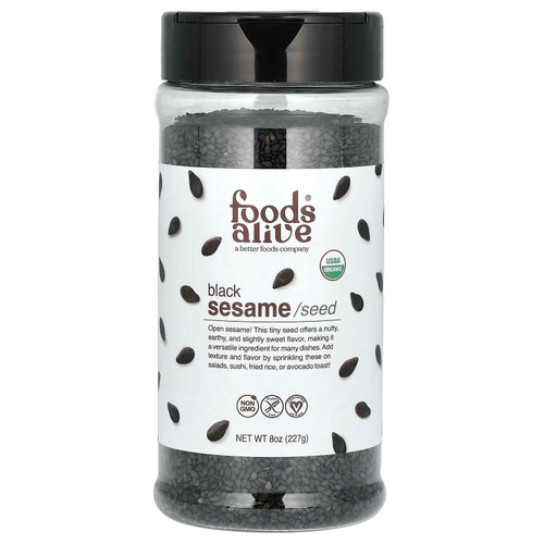 Foods Alive, Органический шейкер для семян черного кунжута, 227 г (8 унций)