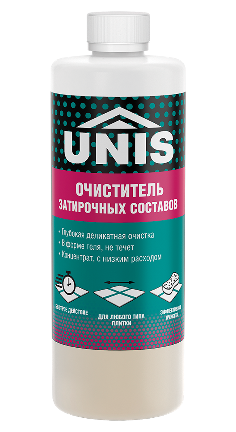 Средство для удаления остатков и разводов эпоксидных затирок UNIS ОЧИСТИТЕЛЬ КОНЦЕНТРАТ 0.5 л