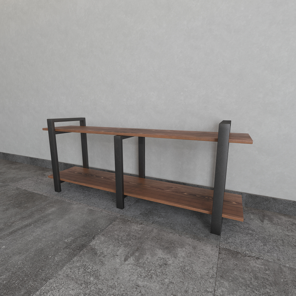 Тумба под телевизор напольная в стиле лофт из массива сосны и стали 150–200 см • Доставка по Москве, СПб и городам России