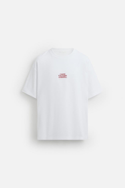 ZARA ФУТБОЛКА С ФОТОПРИНТОМ, БЕЛЫЙ