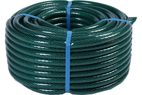 Шланг 3/4" 50 м, поливочный армированный 3-х слойный 1,85 мм, зеленый, ПВХ, "ЛЮКС", 66-3-050