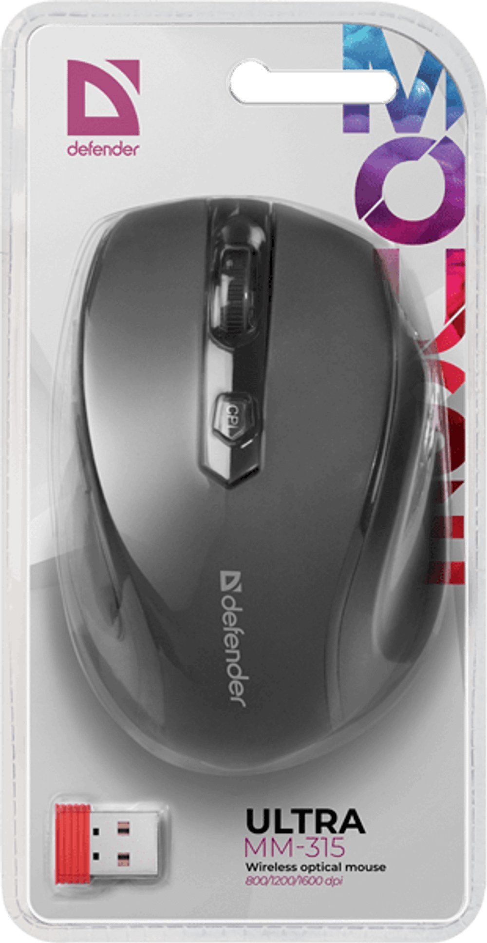 Мышь беспроводная Defender Ultra MM-315 черный,6 кнопок, 800-1600 dpi, НОВИНКА!