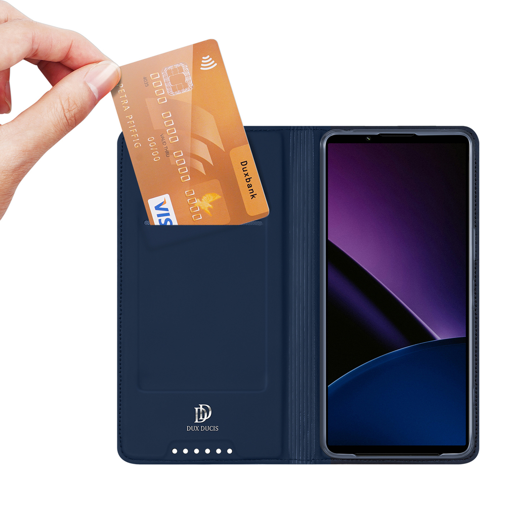 Чехол книжка из PU кожи синего цвета от Dux Ducis для смартфона Sony Xperia 1 VI (1-6), серия Skin Pro Series Case