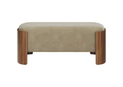 Банкетка Lagom 100 см (светло-бежевый FiberGuard, орех)