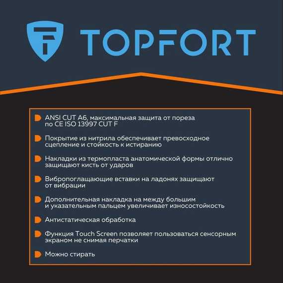 Перчатки защитные противоударные от порезов Сполдер Хит Ф TOPFORT