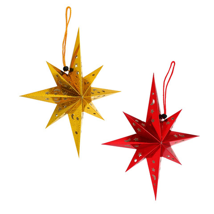СНОУ БУМ Звезда 8-конечная 45 см, бумага, красный, золотой, 2 дизайна