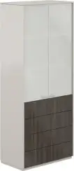 NZ-0312.GS.BT / Шкаф высокий со стеклом мат., 4 ящ., обвязка GS, фасады BT / 824х450х1976, обвязка GS, фасады BT, стекло матовое GLM