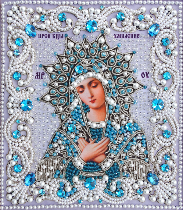 ЖС-2-СГ Набор для вышивания хрустальными камнями Богородица Умиление (голубой)