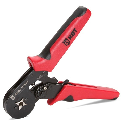 Пресс-клещи КВТ ПКВк-10 для опрессовки наконечников НШВИ 0,25 - 10мм2 квадратный обжим 74712