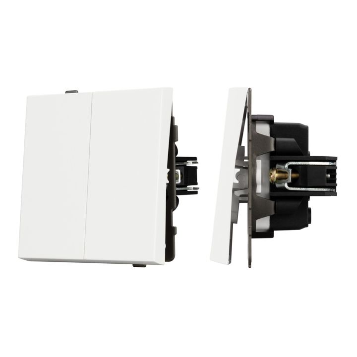 Механизм выключателя двухклавишный непроходной SWT-TENDO-MK02-SFPL-WH (230V, 10A) Arlight 054547