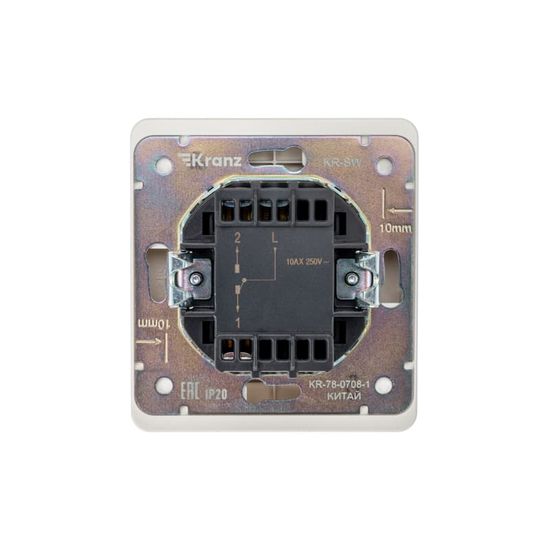 Выключатель ROUND 1 кл проходной (переключатель) 10А с/у перламутр KRANZ