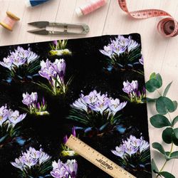 Ткань габардин крокусы светло-фиолетовые