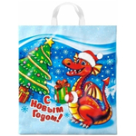 Пакет ПЭ с петлевой ручкой 38х42+6 (40) Интерпак НГ ПНД (Зубастик) Россия