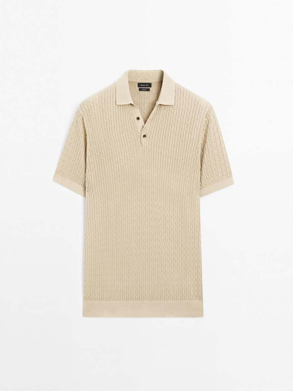 Massimo Dutti Трикотажная футболка с воротником поло, бежевый