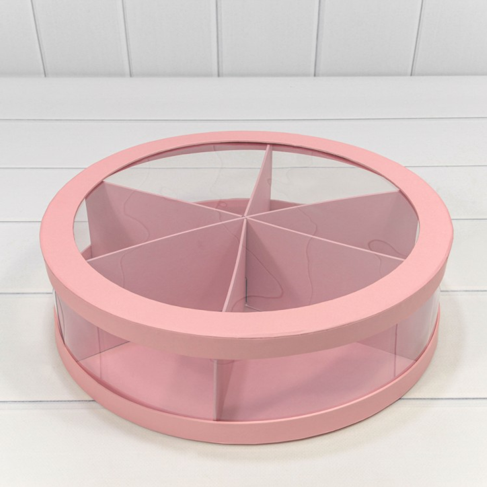 Коробка сборная 35х10 см с окошком (Розовый)