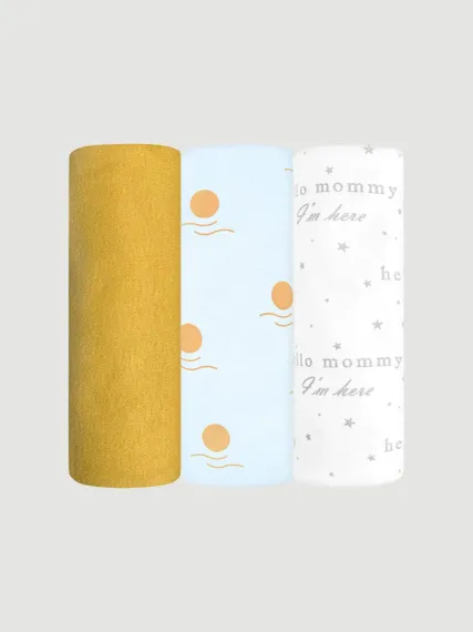 Комплект пелёнок Mjolk Hello Mommy Новый день Mustard 3 шт 120 85