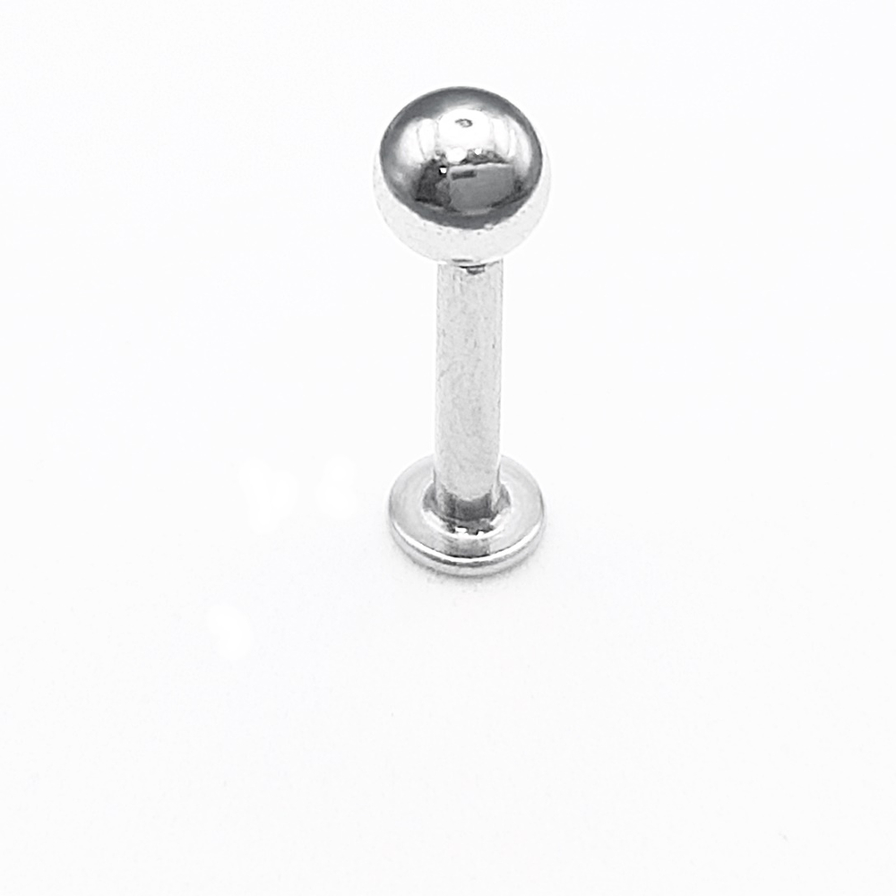 Лабрет для пирсинга 8 мм с шариком 4 мм, толщиной 1,6 мм. Медицинская сталь
