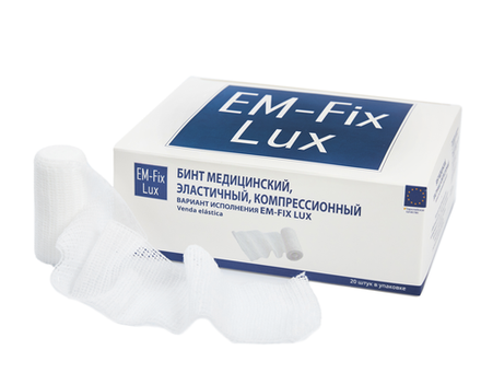 Бинт мед. эластичный компрессионный EM-Fix Lux, 8см х 4м, белый